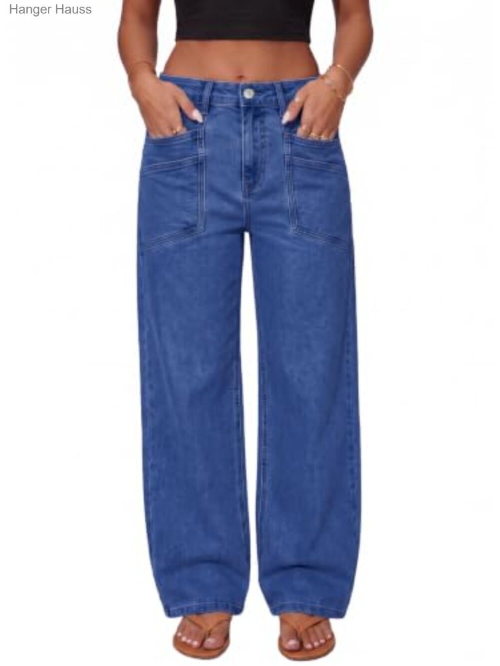 High Waisted Wide Leg Stretchy Boyfriend Denim Jeans